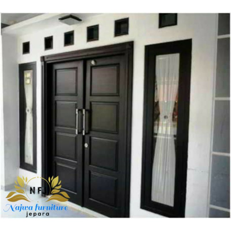 PINTU RUMAH SET JENDELA 2 JATI PINTU JATI PINTU UTAMA MINIMALIS MODERN
