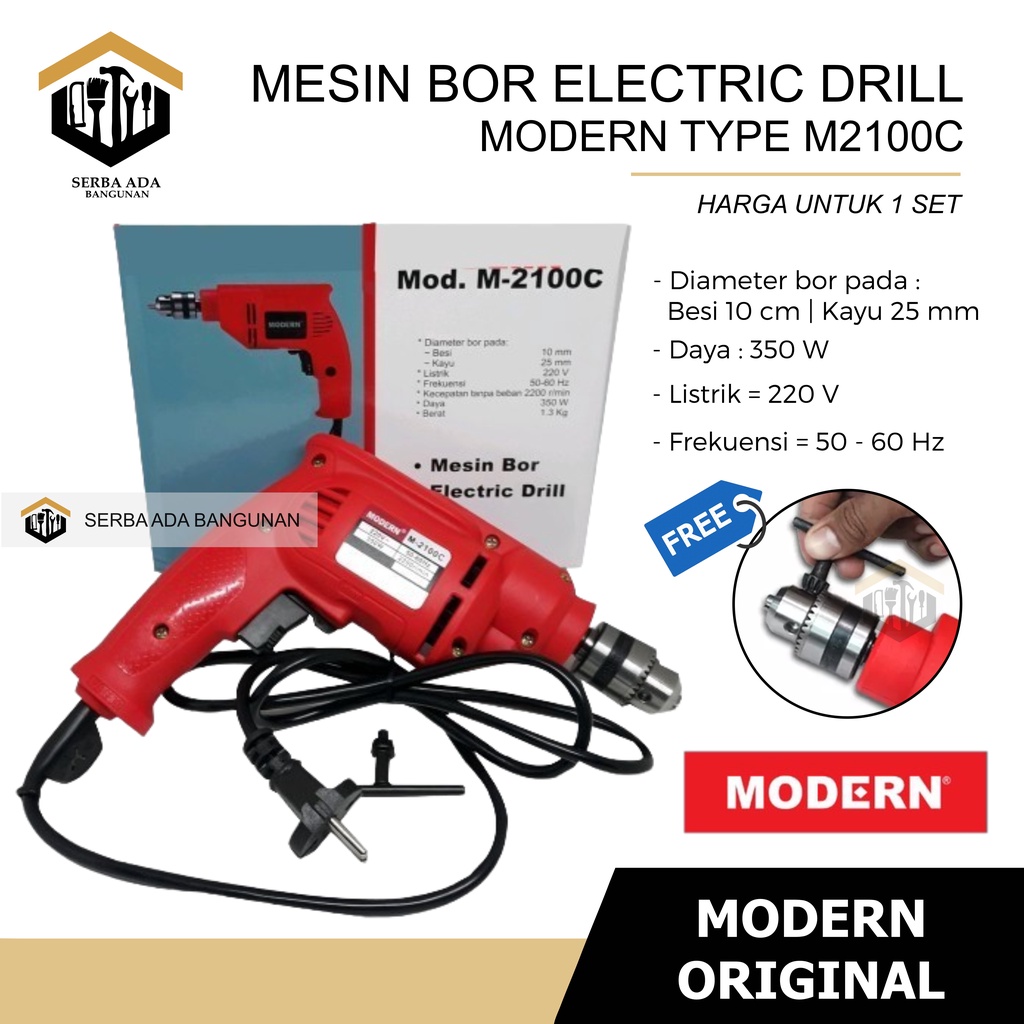 Modern M-2100C / Modern m2100c / Mesin Bor Modern M 2100 C / Mesin Bor 10mm Modern M2100C