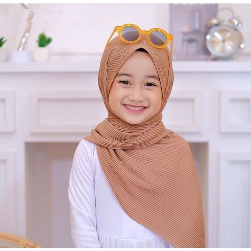 Pashmina Anak / Pasmina Plisket Diamond Anak Pleated Shawl Size 1-7 Th