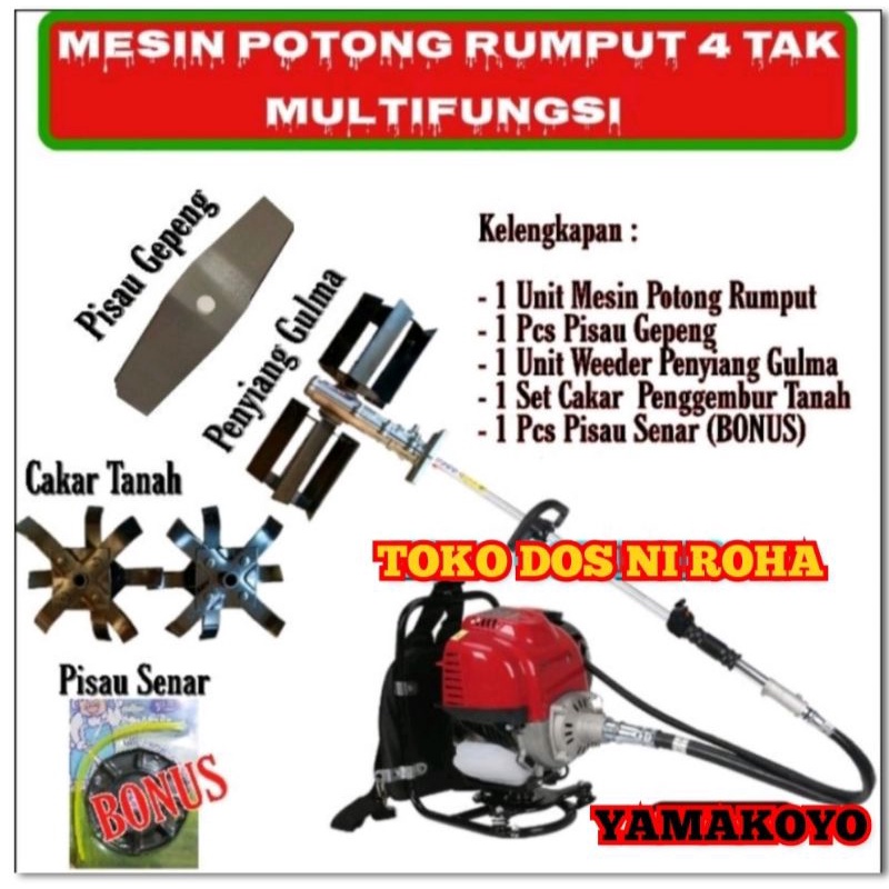Mesin Potong Rumput 4Tak Serbaguna Penggembur Kebun 4IN1