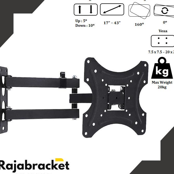 Bracket TV LED 24 - 42 inch, Bracket TV Swivel Fleksibel 24 32 40 42"