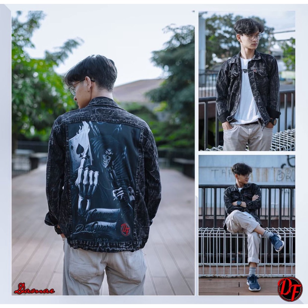 Jaket Jeans Sandwash Pria Motif The Skull | Jaket Pria | Jaket Sandwash | Jaket Jeans Pria