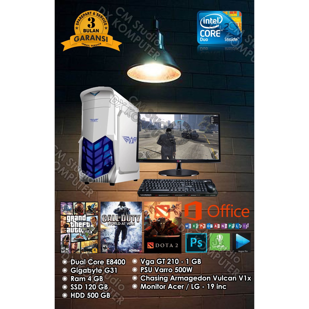PC Rakitan Gaming Komplit Siap Pakai Intel Core 2 Duo E8400 - DX KOMPUTER