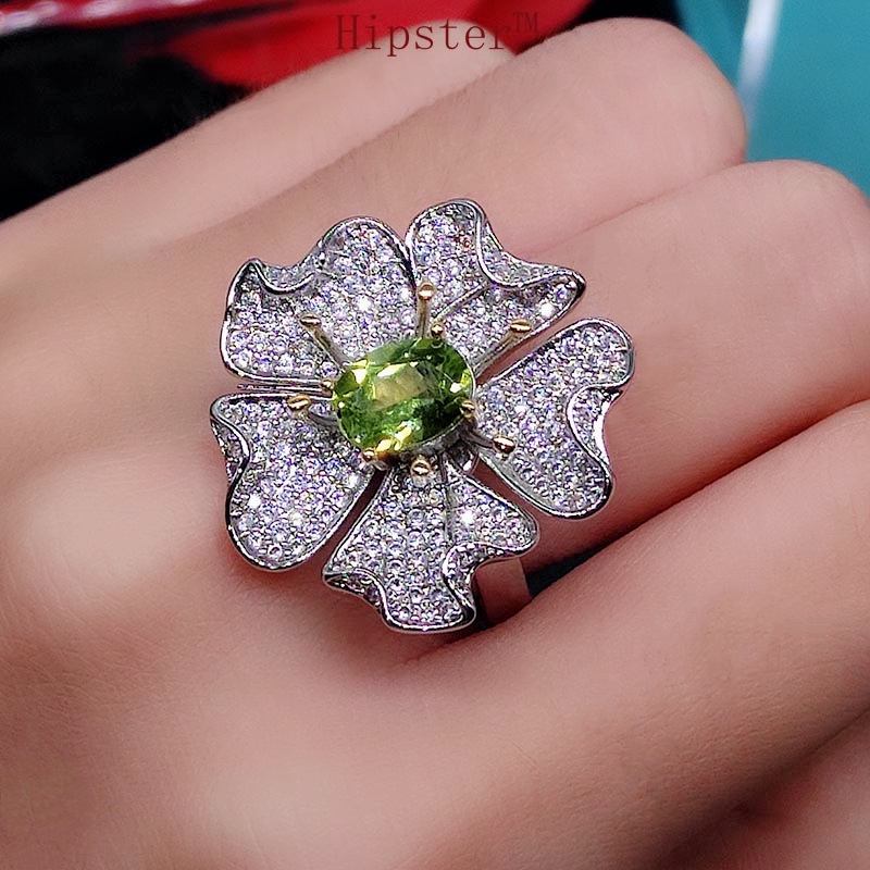 Natural Peridot Ring Luxury Opening