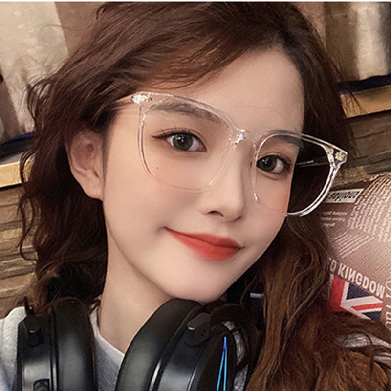 Kacamata Optik Lensa Pengganti Anti Blue Light Bentuk Persegi Gaya Retro Korea