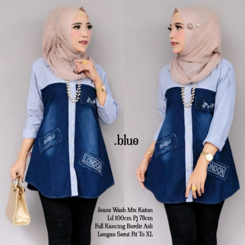 Baju Wanita Terbaru Tunik Miyazawa Tunik Kekinian Atasan Wanita Muslim Tunik Jeans Tunik Levis