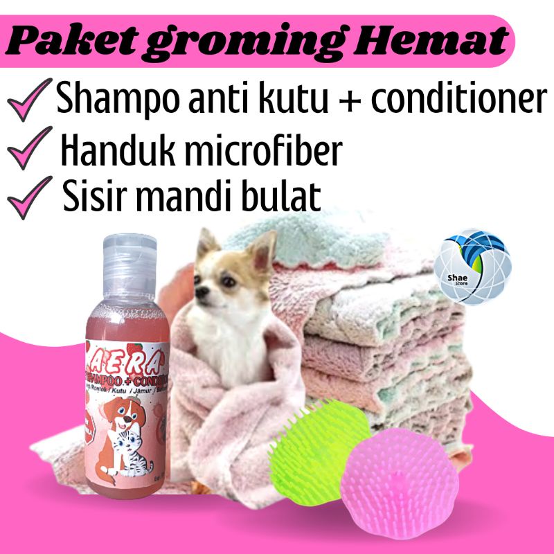 PAKET GROMING HEWAN MANDI SHAMPO+HANDUK+SISIR