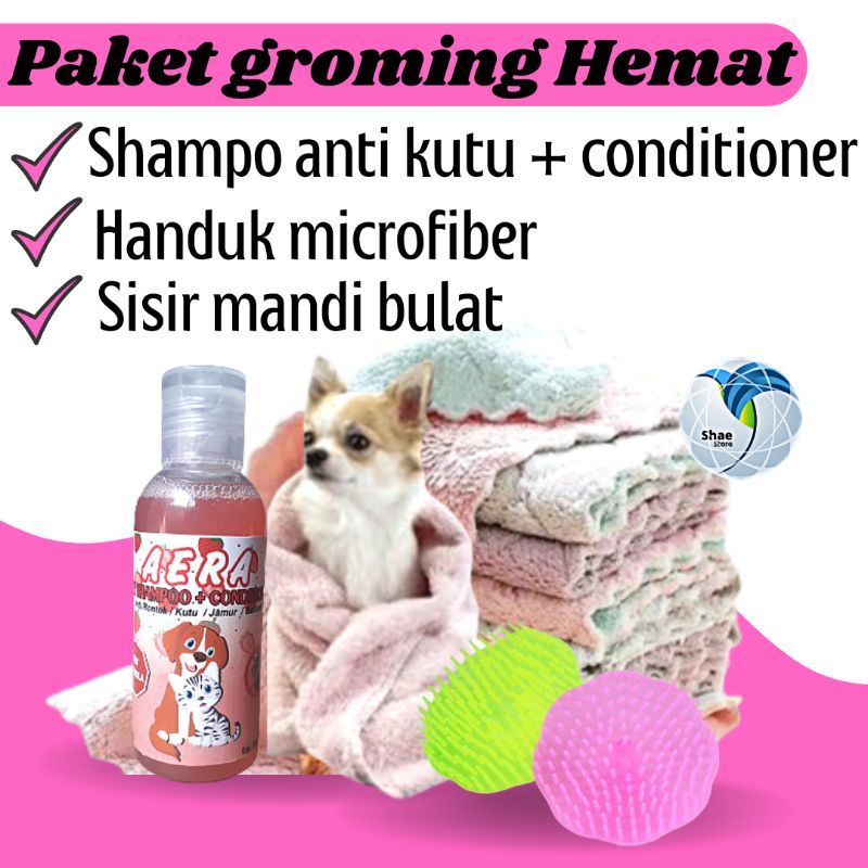 PAKET GROMING HEWAN MANDI SHAMPO+HANDUK+SISIR