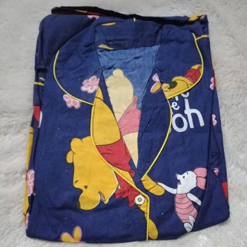 LoverFashion Cp Piyama ABG Embos& karakter-Pooh navy
