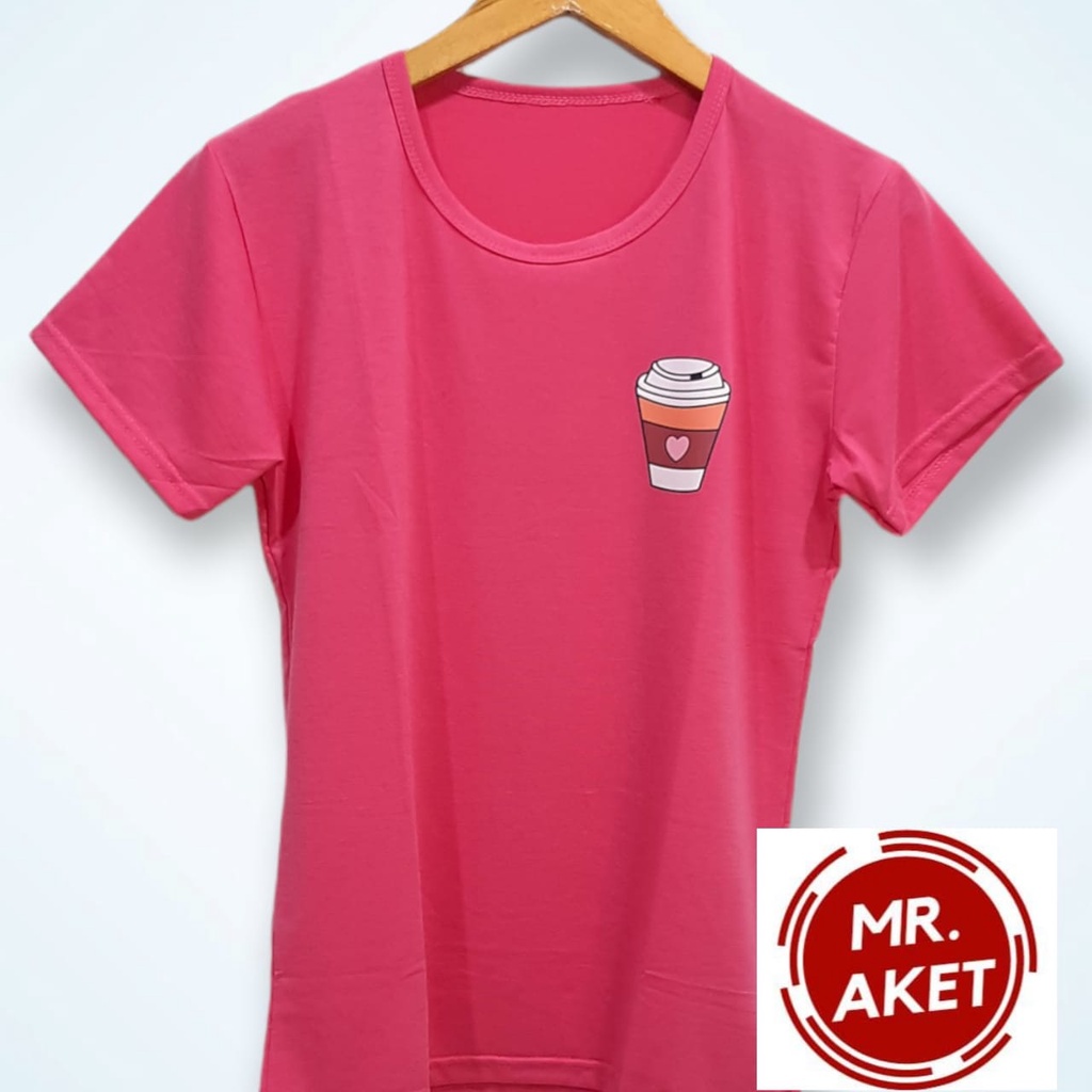 Promo murah meriah !! Kaos O Neck wanita lengan pendek motif logo printing ukuran L. XL  harga murah  meriah