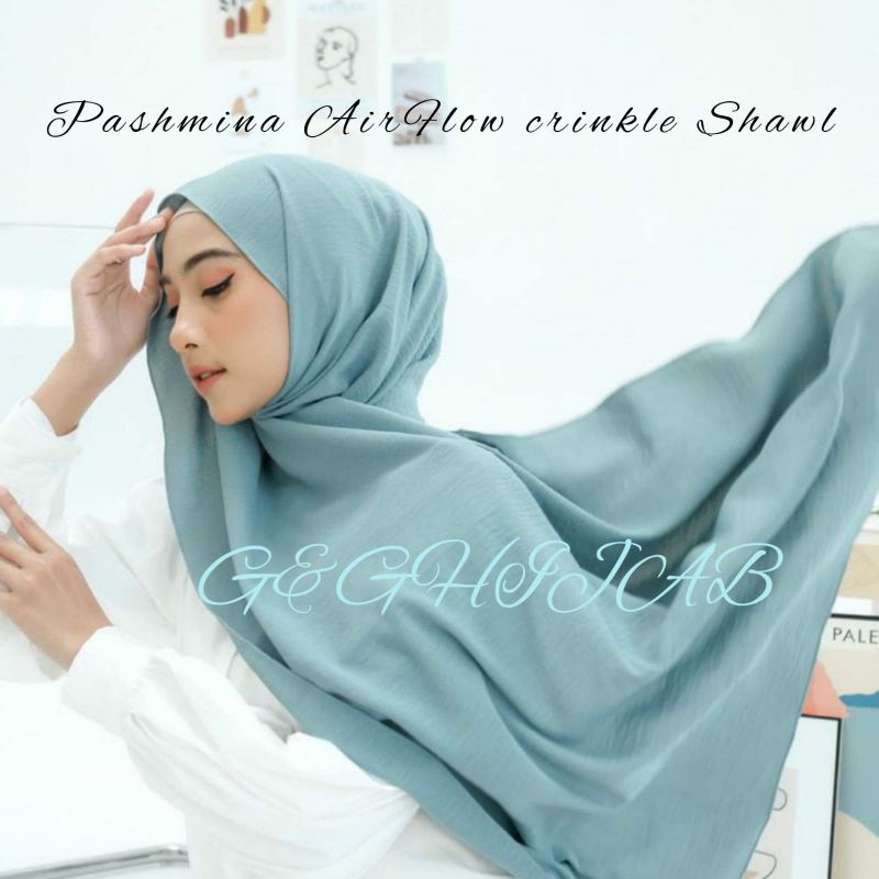 PASHMINA CRINKLE AIRFLOW// JILBAB AIRFLOW CRINKLE  SHAWL ORIGINAL