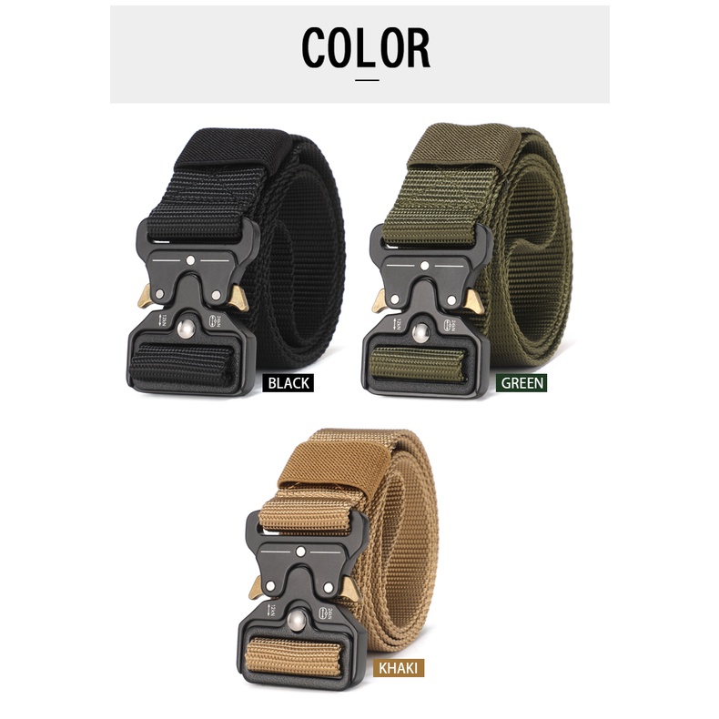 VSWOLF Tali Ikat Pria Pinggang Sabuk Gesper Nylon Super Kuat Kepala Aluminium Alloy Army Military Tactical 125 cm Cowok ikat pinggang bagus bermutu Premium Import New Men's belt outdoor hunting metal tactical belt multi-function alloy buckle high quality