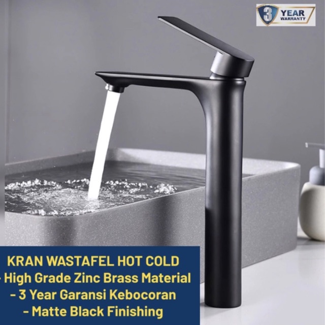 5506 BLACK Kran Wastafel Panas Dingin Mixer Hitam - Keran Air Hot Cold Faucet