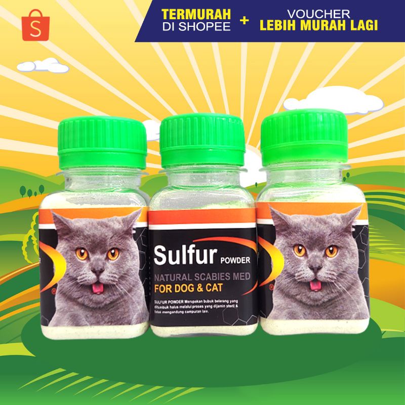 SULFUR - Bubuk Belerang Murni Obat Scabies Jamur Gudik Kucing Obat Gatal Kucing Obat Kulit Iritasi Kucing Kelinci Anjing