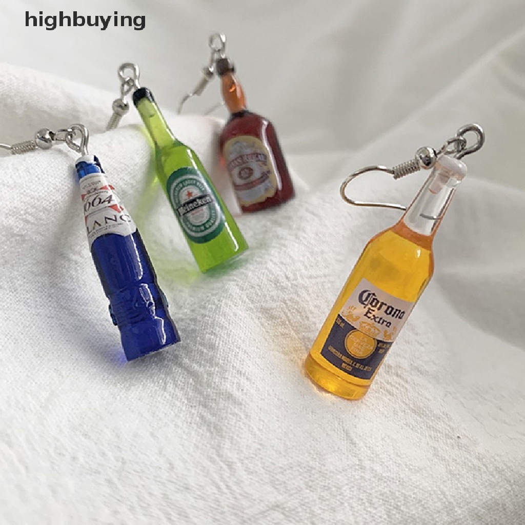 Hbid 1 Pasang Anting Tusuk Bentuk Botol Bir Bahan Resin Untuk Wanita