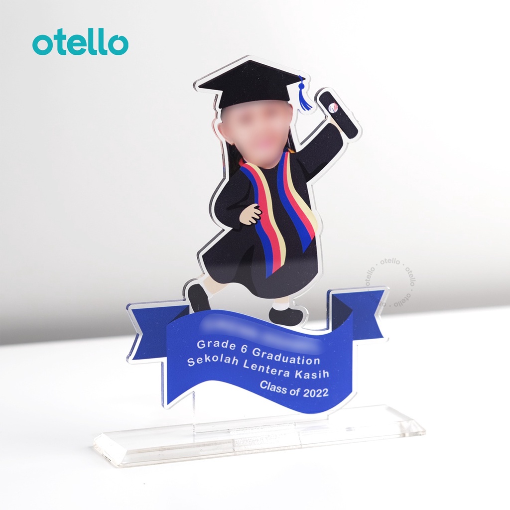 Custom Plakat Wisuda Hadiah Graduation Murid Trophy Anak Akrilik Ilustrasi Piala Acrylic Kustom Gift Kenangan Print