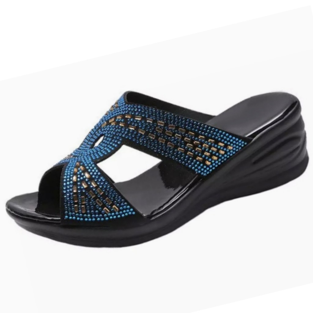 LUTTON - sandal wedges wanita - SANDAL WANITA ANDIN-BIRU
