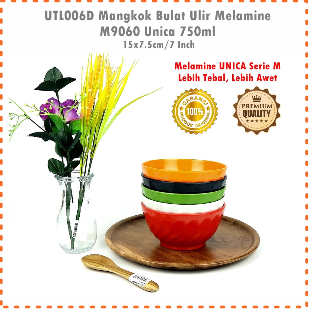 UTL006D Mangkok Bulat/Mangkok Bakso Ulir Melamine M9060 Unica 750ml