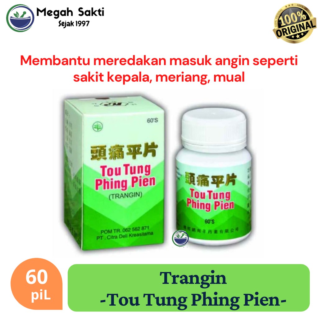 

Trangin ( Tou Tung Phing Pien ) - Obat herbal masuk angin , meriang , mual dan sakit kepala CDK