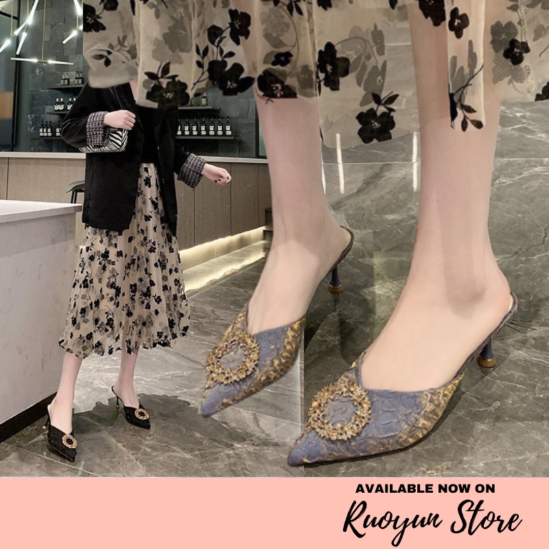 RYX - Sutral Mules Sepatu Hak Wanita Fashion Casual/Pesta - Ori Import