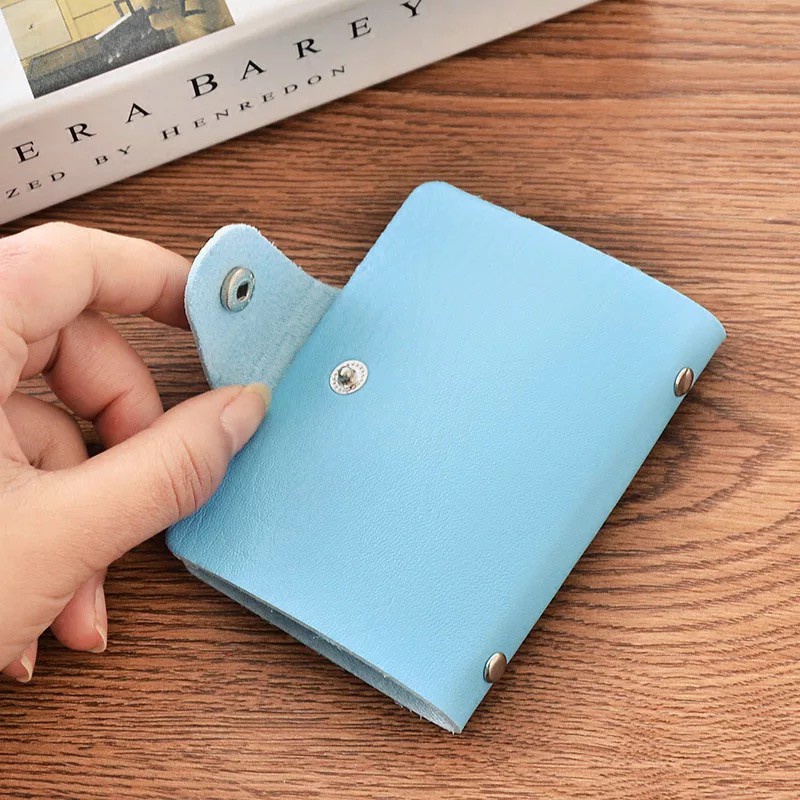 Dompet Kartu Wanita Card Holder 24 slot import kulit imitasi kancing antam tempat donpet dimpet tas dompet saku mini kecil untuk kartu atm sim ktp kta wallet organizer dog  murah lipat lucu korea COD / AC 04