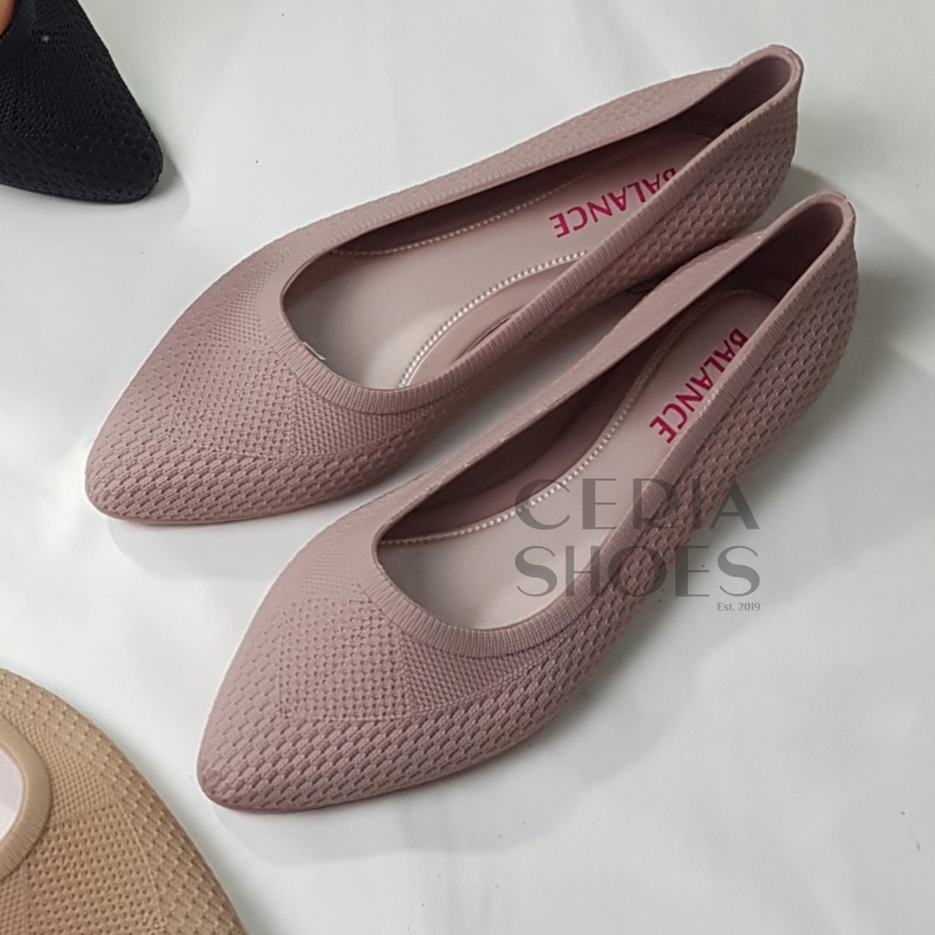 Sepatu Flatshoes Wanita Jelly Karet BALANCE Motif Polos Bahan Empuk Elastis ULIR02