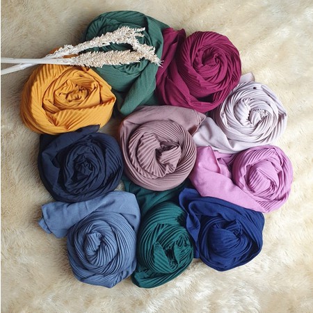 pashmina plisket lidi premium / pashmina shawl pleated diamond italiano-4