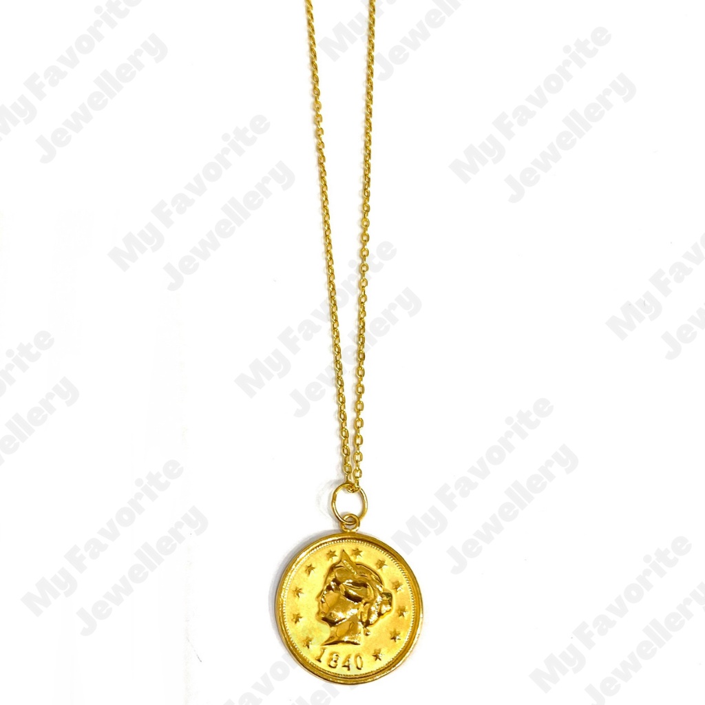 Kalung Set Liontin Koin Emas Asli Kadar 700