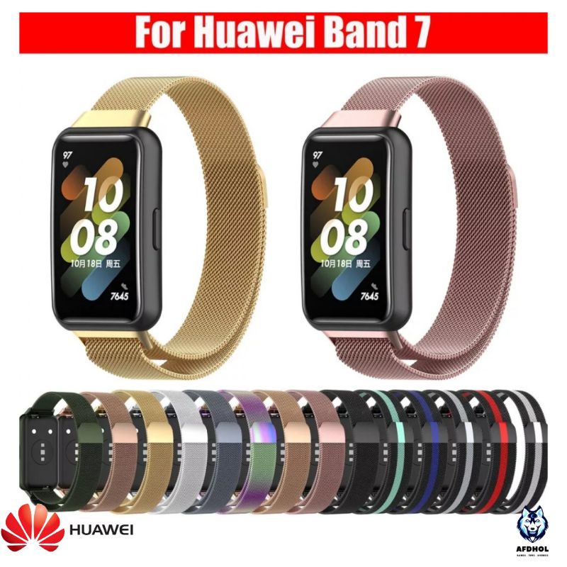 STRAP STAINLESS STEEL MILANESE TALI JAM HUAWEI BAND 7 QUICK RELEASE METAL MAGNET LOCK SLIM  WRISTBAND TALI JAM HUAWEI BAND 7 STRAP HUAWEI BAND 7 PENGGANTI STRAP STAINLESS LOGAM MAGNET HUAWEI HONOR BAND 7 TALI JAM SMARTWATCH HUAWEI BAND 7 STAINLESS STEEL