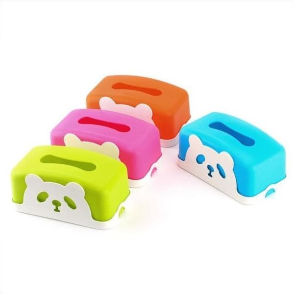 Kotak Tisu Motif Panda Warna Warni