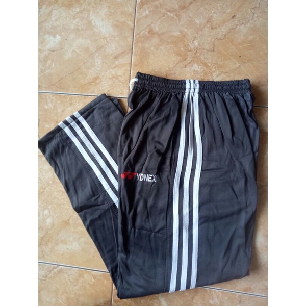 Celana training panjang 3 strip Bordir Yonex / Training olahraga &amp; Santai