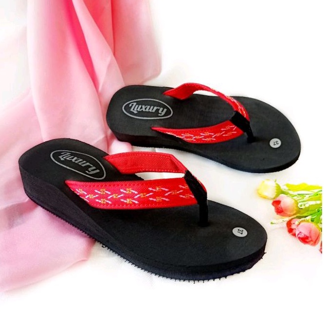 Sandal Jepit Wanita Polos - Sandal Wedges Wanita - Sandal Wanita Murah - Sandal Spon Wanita (kelip2)