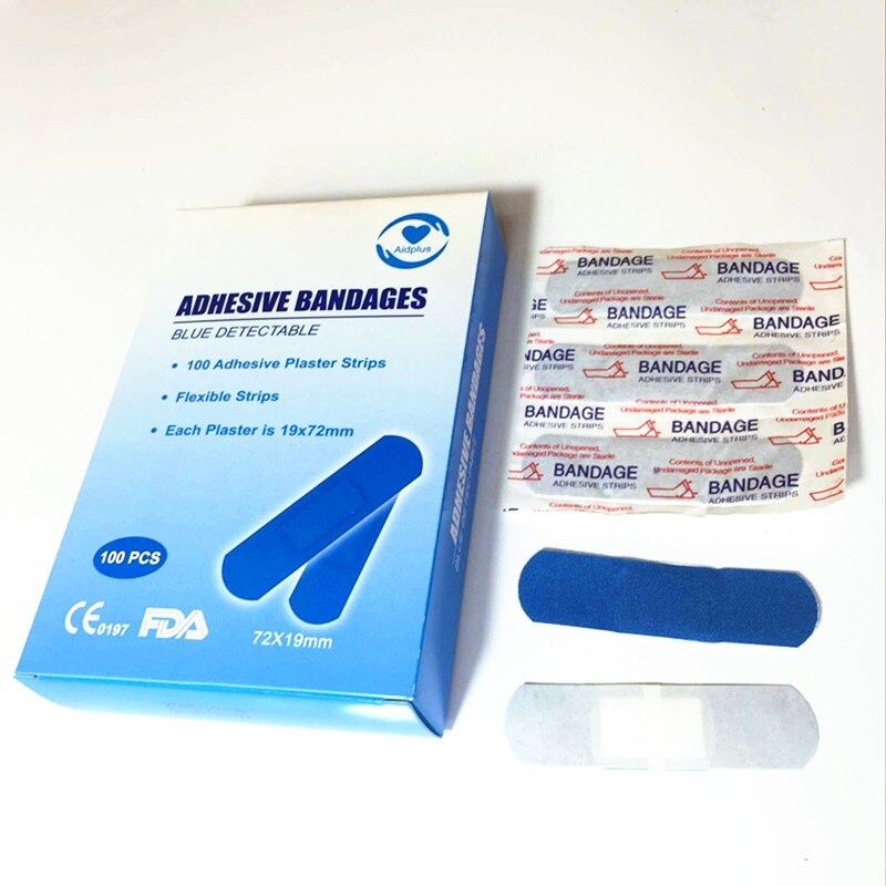 100 Pcs Plaster luka Waterproof Band Aid Blue Metal ORIGINAL