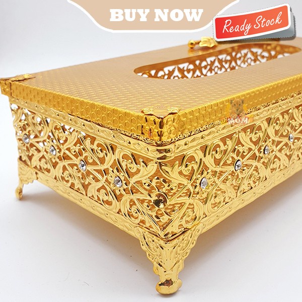 LUXURY Metal Klasik Gold Tempat kotak tisu Tissue Box elegant Bunga