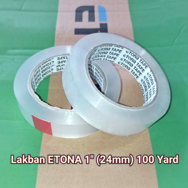 

Lakban Solasi 1 Inch 100 Yard ETONA Tape Bening Isolasi 24 mm Selotip Sedang 24mm Packing Solatip