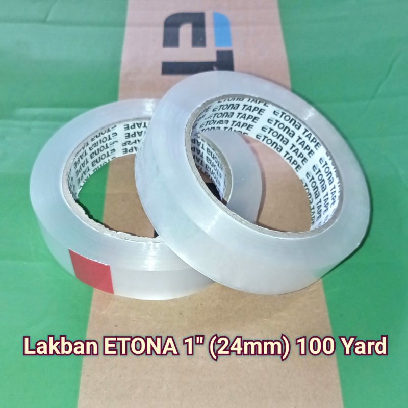 Lakban Solasi 1 Inch 100 Yard ETONA Tape Bening Isolasi 24 mm Selotip Sedang 24mm Packing Solatip