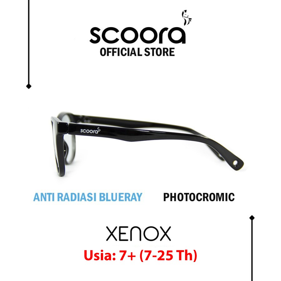 SCOORA Xenox Kacamata Anak Usia 7+ ( 7 - 25 thn ) Anti Radiasi & Anti UV -  Hitam-3