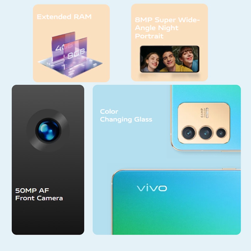 Vivo V23 5G vivo v23e GARANSI RESMI RAM 8GB+4GB Extended ROM 128GB NFC 50MP AF Night Portrait 6.44 inch HP VIVO V23 5G 8/128 GB vivo v23e-2