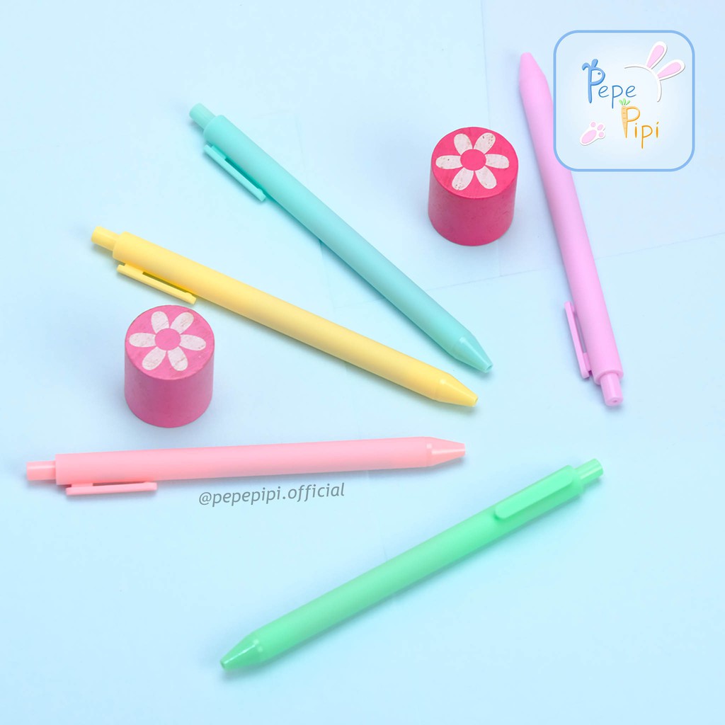 Pena Mekanik Macaron Pastel Pulpen Cetek Pen Bolpen Gelpen
