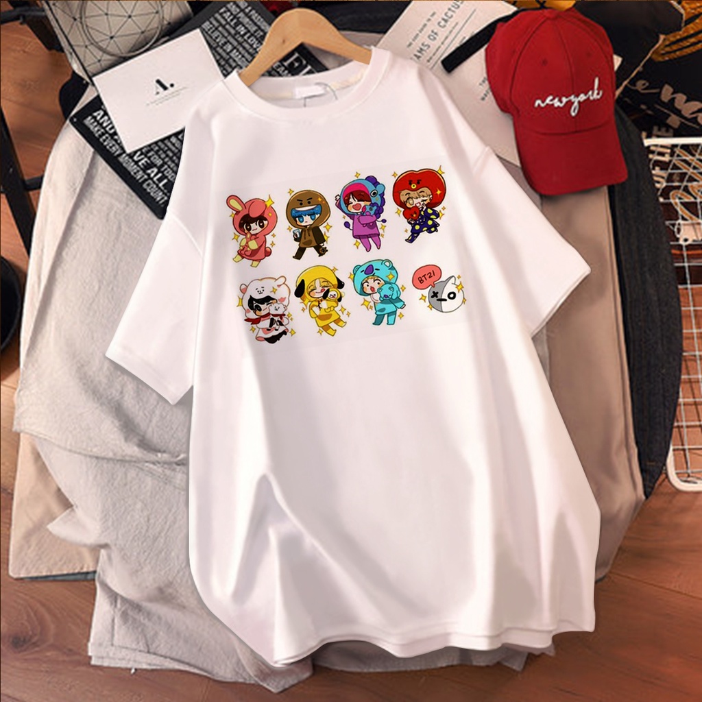 CALVIERO SHOP - BAJU KAOS WANITA DEWASA PRINT CASUAL BT21 TINYTAN