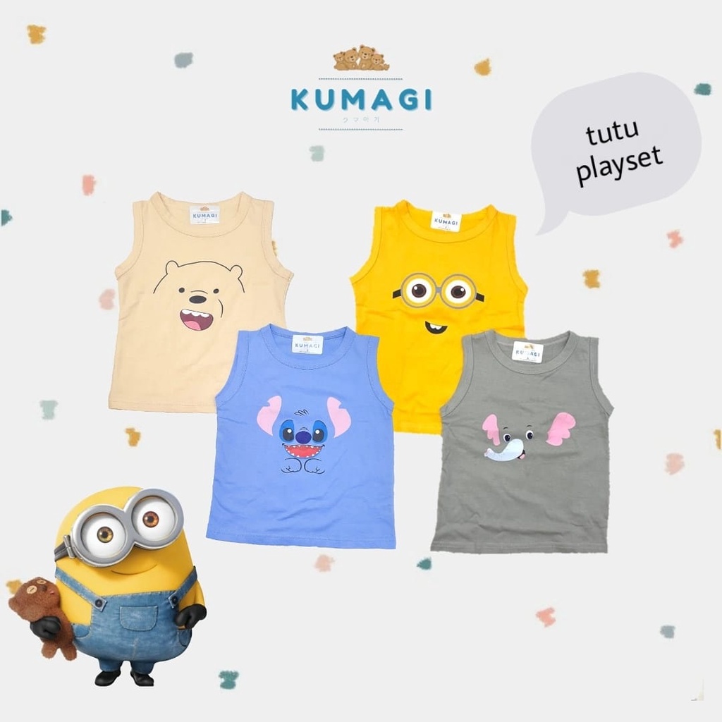 Kumagi - Tutu Playset Setelan anak unisex baju lengan buntung 0-6tahun / set baju bayi unisex  / Playset / Setelan Unisex / Setelan anak-anak murah