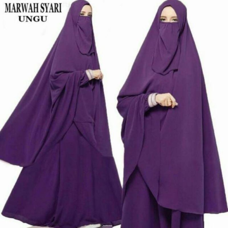 GAMIS MARWAH SYARI SET CADAR//GAMIS TERMURAH//GAMIS SET CADAR//GAMIS SYARI TERBARU-Ungu terong