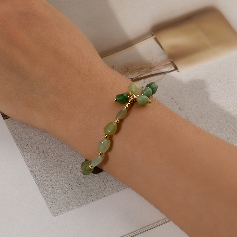 Gelang Manik-Manik Batu Giok Aventurine Alami Gaya Bohemian Untuk Pria Dan Wanita