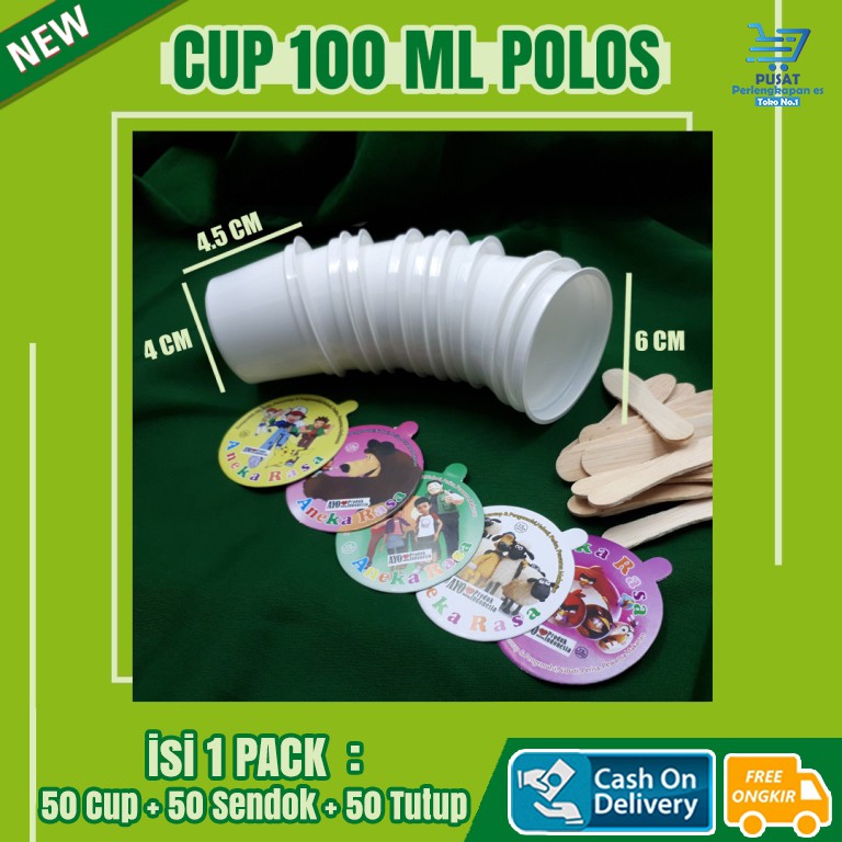 

Cup Es Krim 100 ML Putih 50 PCS Paket Lengkap Bisa COD / CUP ES KRIM MURAH / CUP PLASTIK / BISA COD