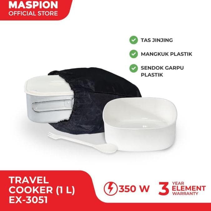 MASPION Panci Serba Guna / Multi Electric Cooker 1 Liter / Travel Cooker 1 Liter MEC 3051 - Garansi Resmi 1 Tahun