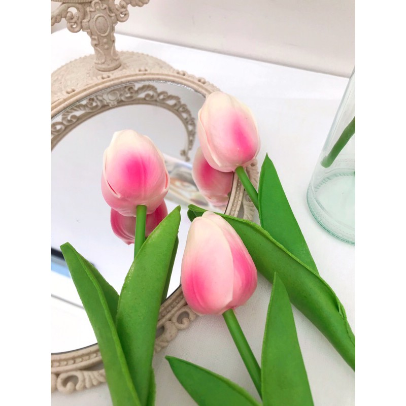 Bunga Tulip Latex Import Real Touch bunga Dekorasi Bunga Artificial Tulip Besar-Gradasi Pink