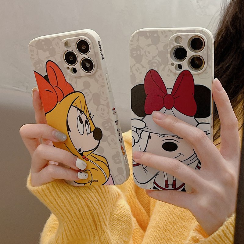 Soft Case Silikon Matte Motif Kartun mickey minnie Untuk iPhone 7 8 Plus X XR XS Max 11 12 13 Pro Max 7 + 8 +