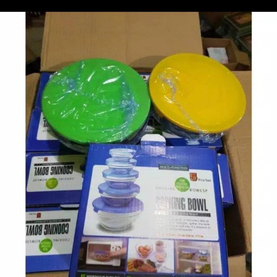 Cooking Bowl Glass 5 Pcs Set - Mangkok Kaca - Mangkok Toples