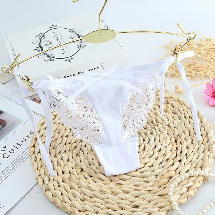 CD Wanita G String Sexy CD Celana Dalam tali samping Lace Import Murah C111 - Putih, FREE Murah
