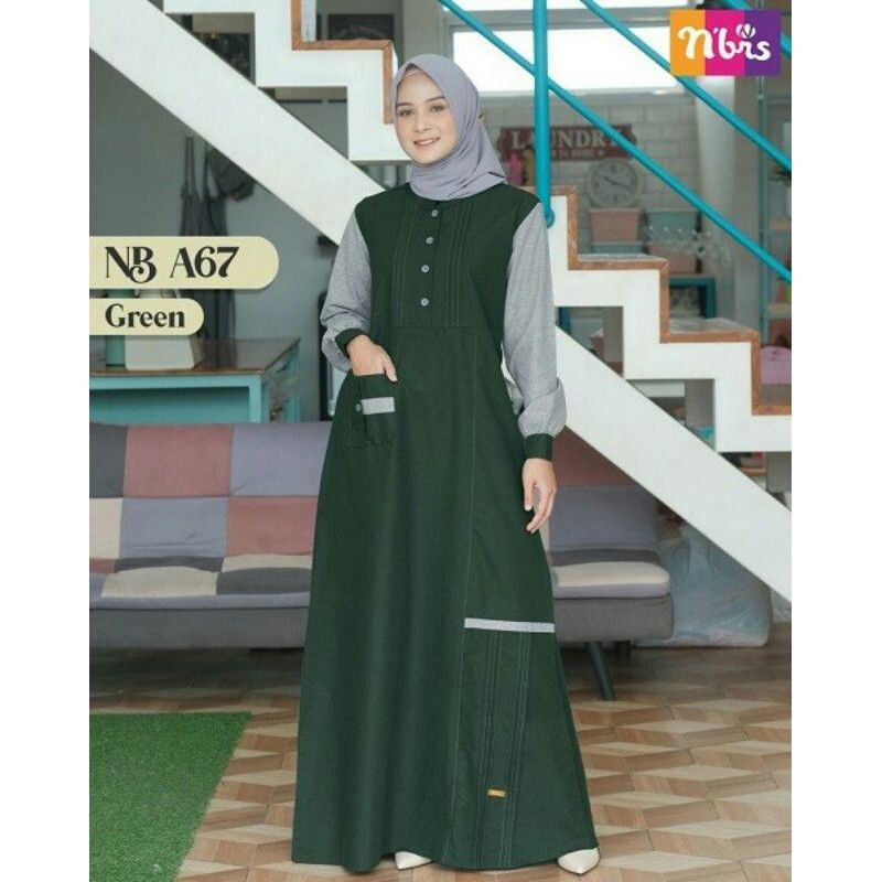 READY STOK Gamis Nibras NB A67 Green size XS